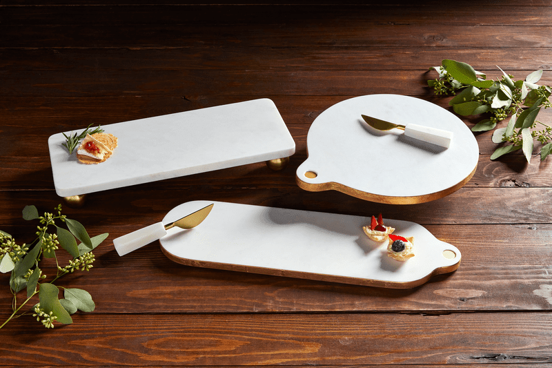 Mud Pie Round Marble & Gold Board Set