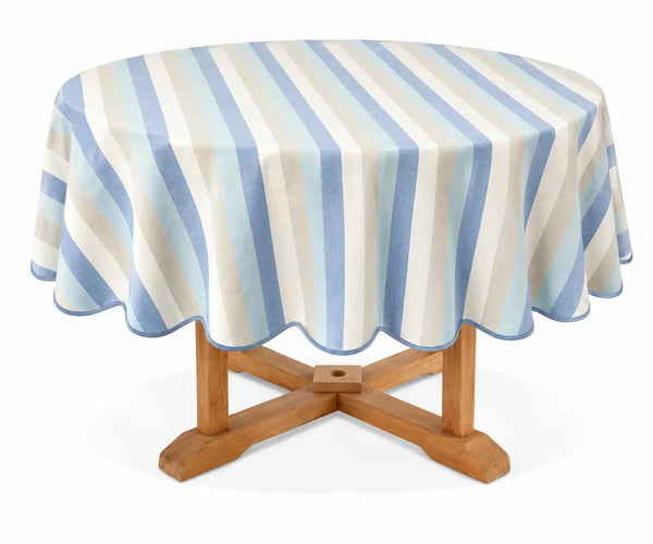 Striped Round Tablecloth - Scalloped Edge