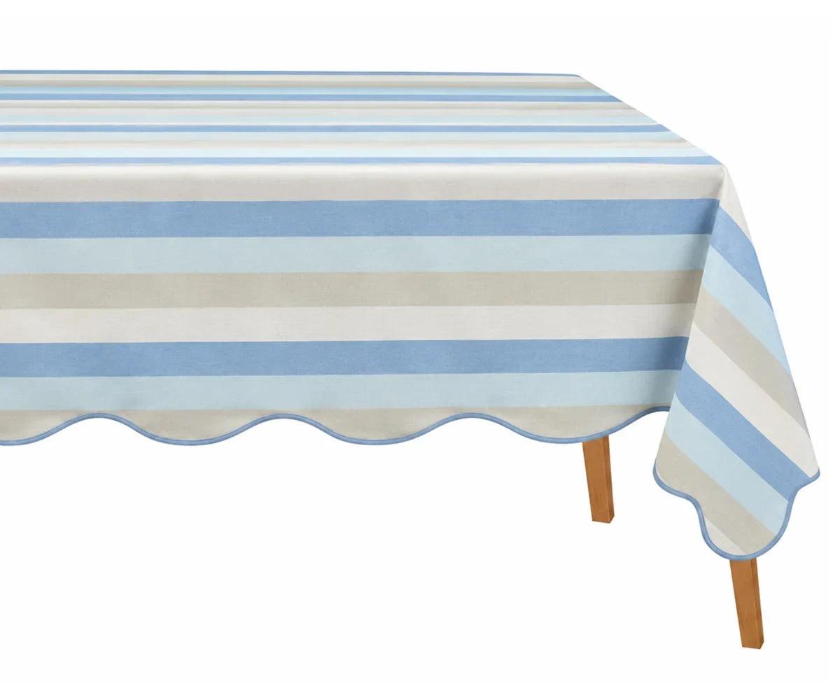 Scalloped Edge Tablecloth - Striped