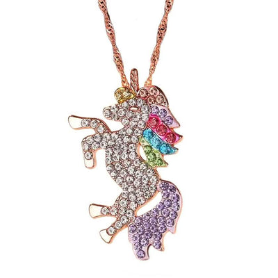 Multi-Colored Unicorn Swarovski Crystal Pendant Necklace