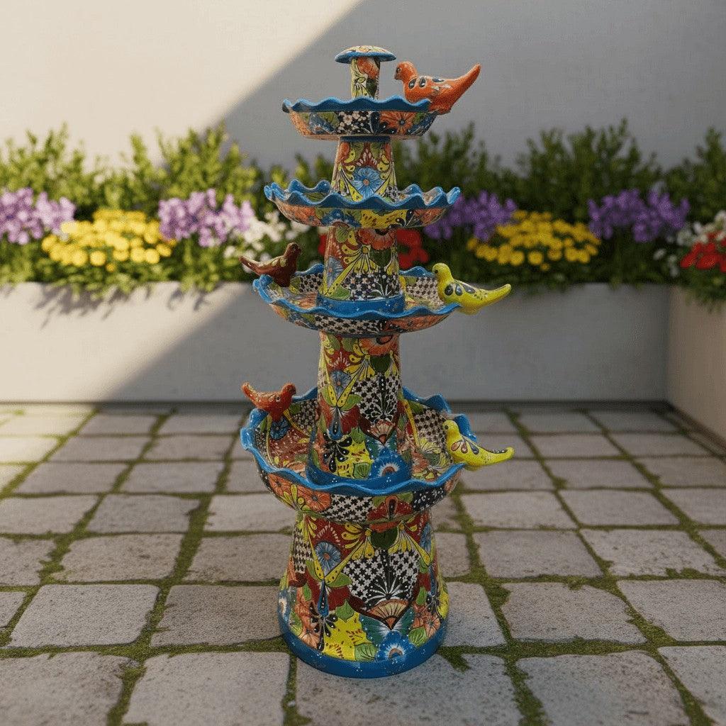 Grand Talavera Garden Fountain | Handcrafted Mexican Art