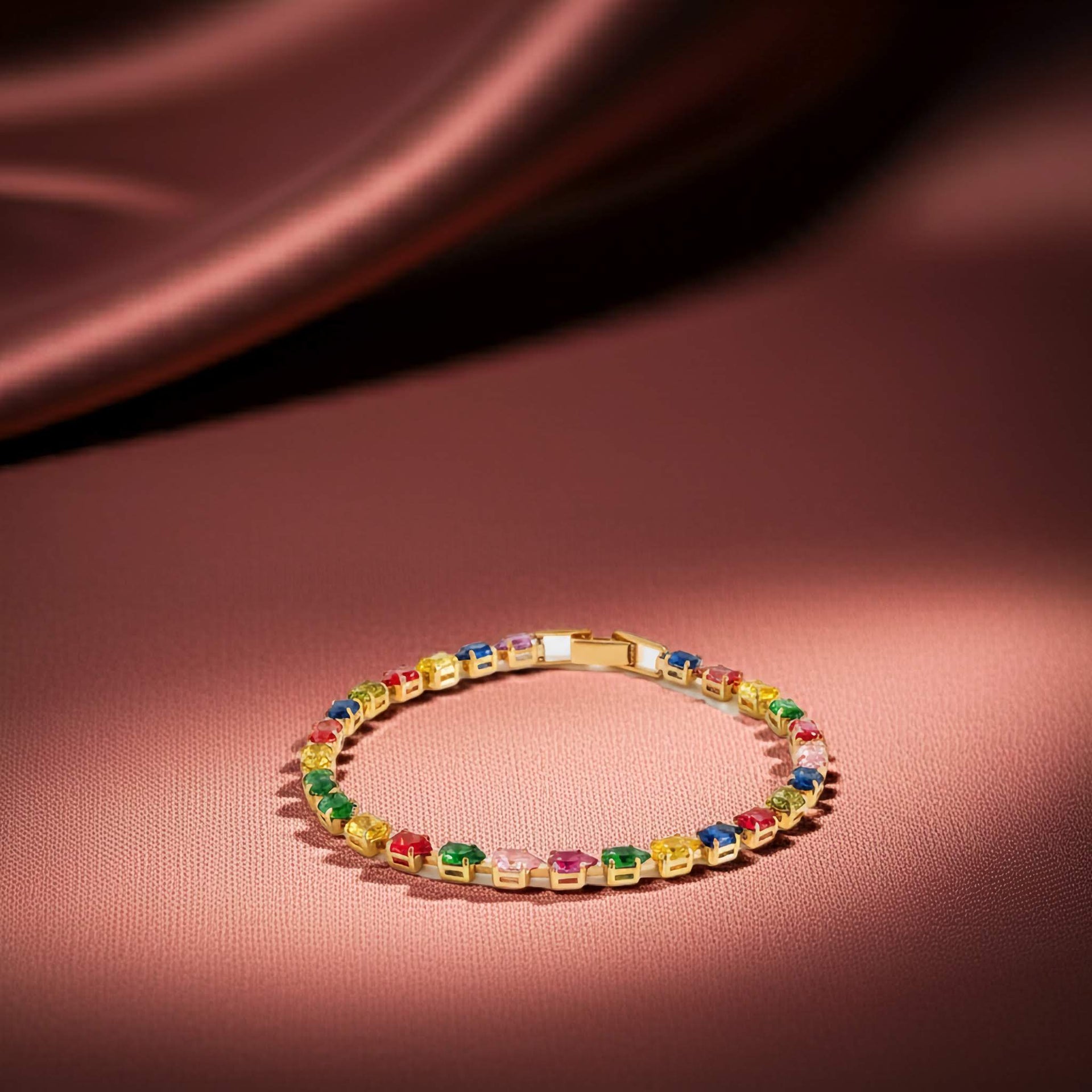 Multicolor Crystal Tennis Bracelet – Chic Everyday Jewelry Gift