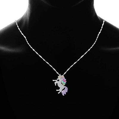 Multicolored Unicorn Pendant Necklace Made with Swarovski Elements