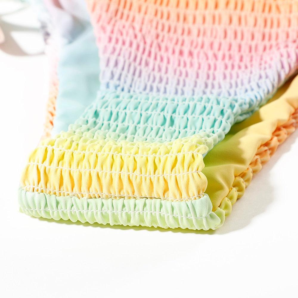 Multicolored Women Swimwear Modern Push Up Swimsuit Micro Bikinis Set Swimming Bathing Suit Beachwear Bikini Women's Bikini Set Two Piece Ribbed Padded Front Back Self-tie Triangle Bikini Lace Up Bottom