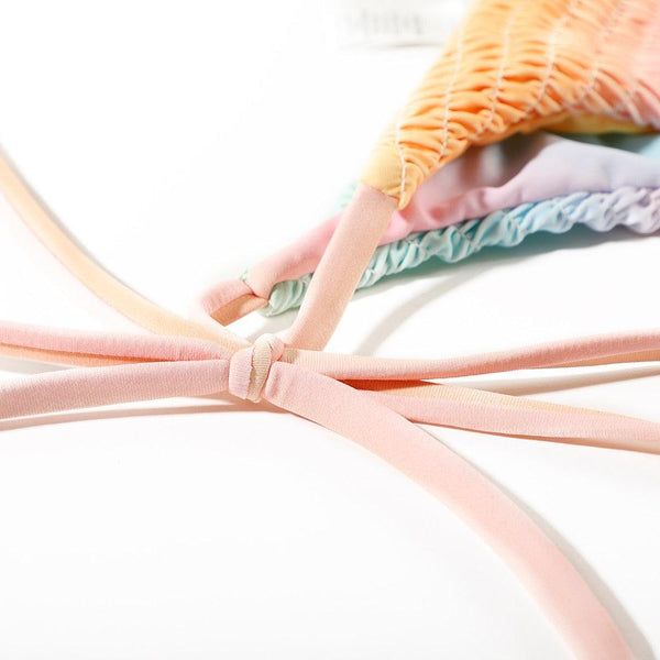 Multicolored Women Swimwear Modern Push Up Swimsuit Micro Bikinis Set Swimming Bathing Suit Beachwear Bikini Women's Bikini Set Two Piece Ribbed Padded Front Back Self-tie Triangle Bikini Lace Up Bottom