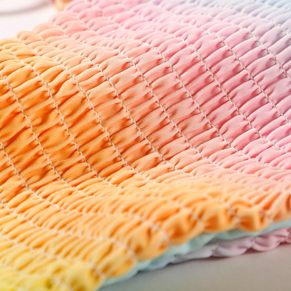 Multicolored Women Swimwear Modern Push Up Swimsuit Micro Bikinis Set Swimming Bathing Suit Beachwear Bikini Women's Bikini Set Two Piece Ribbed Padded Front Back Self-tie Triangle Bikini Lace Up Bottom