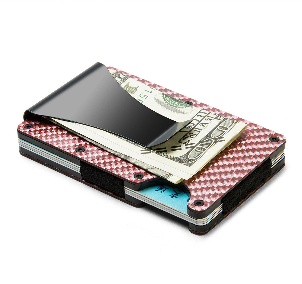 Multifunctional Carbon Fiber Card Holder Metal Card Box Anti-Degaussing Anti-Theft Swipe Credit Card Box Stripe Pattern