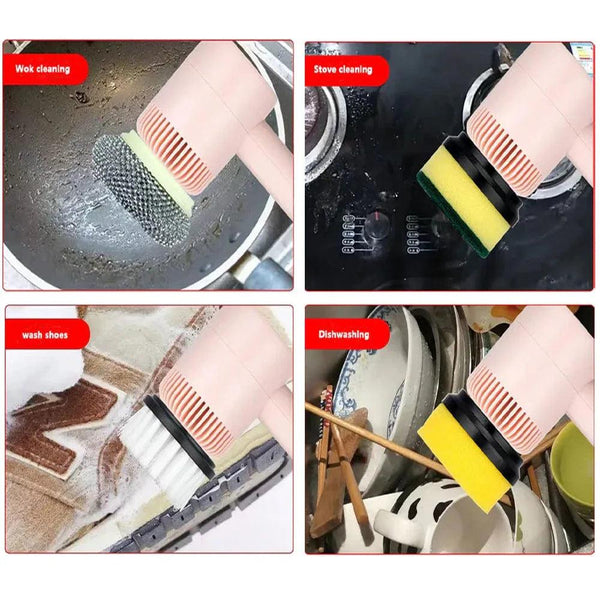 Multifunctional Electric Cleaning Brush with Scouring Pad Attachment - Gifts for You 'n Me