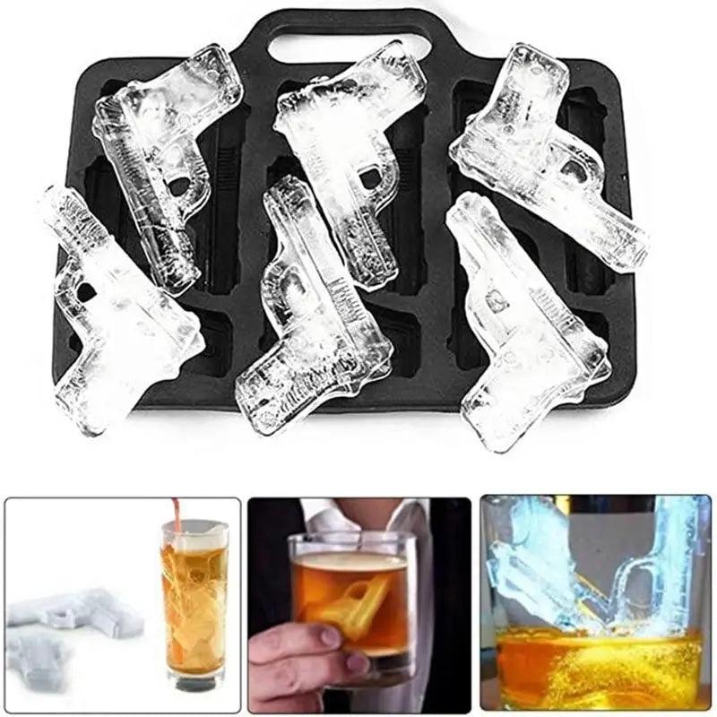 Multifunctional Ice Cube Maker Creative Silica Gel Gun Bullet Skull Shape Tray Mold Home Bar Party Cool Whiskey Wine Ice Cream Bar Tool