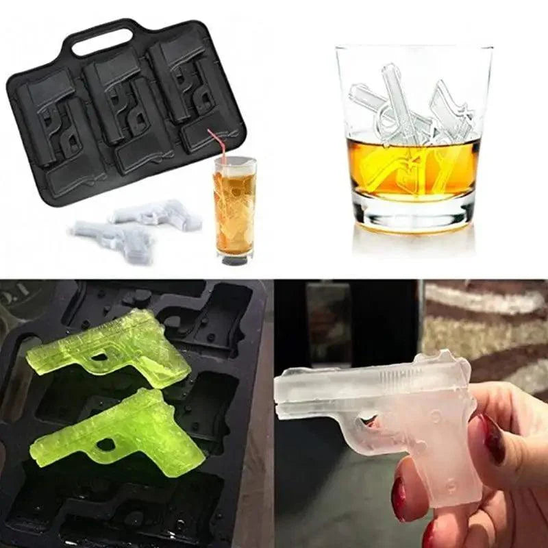 Multifunctional Ice Cube Maker Creative Silica Gel Gun Bullet Skull Shape Tray Mold Home Bar Party Cool Whiskey Wine Ice Cream Bar Tool