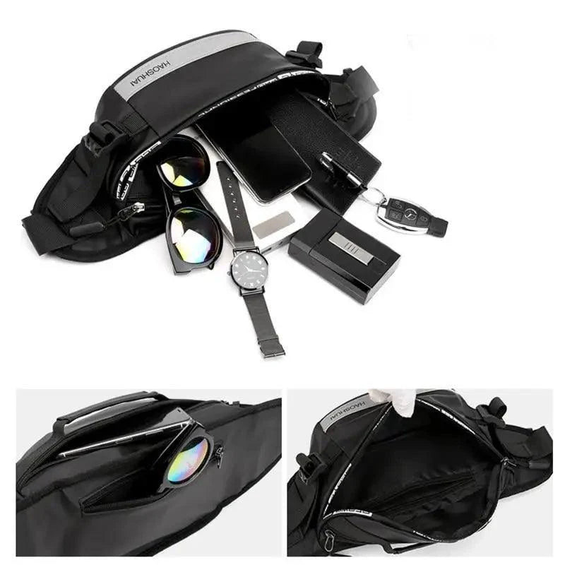 Multifunctional Outdoor Anti-Theft Waist Bag Men Fashionable Waterproof Fanny Pack Adjustable Belt Travel Bag