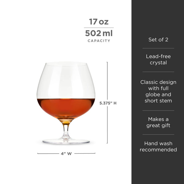Raye Crystal Wingback Brandy Glasses Set of 2