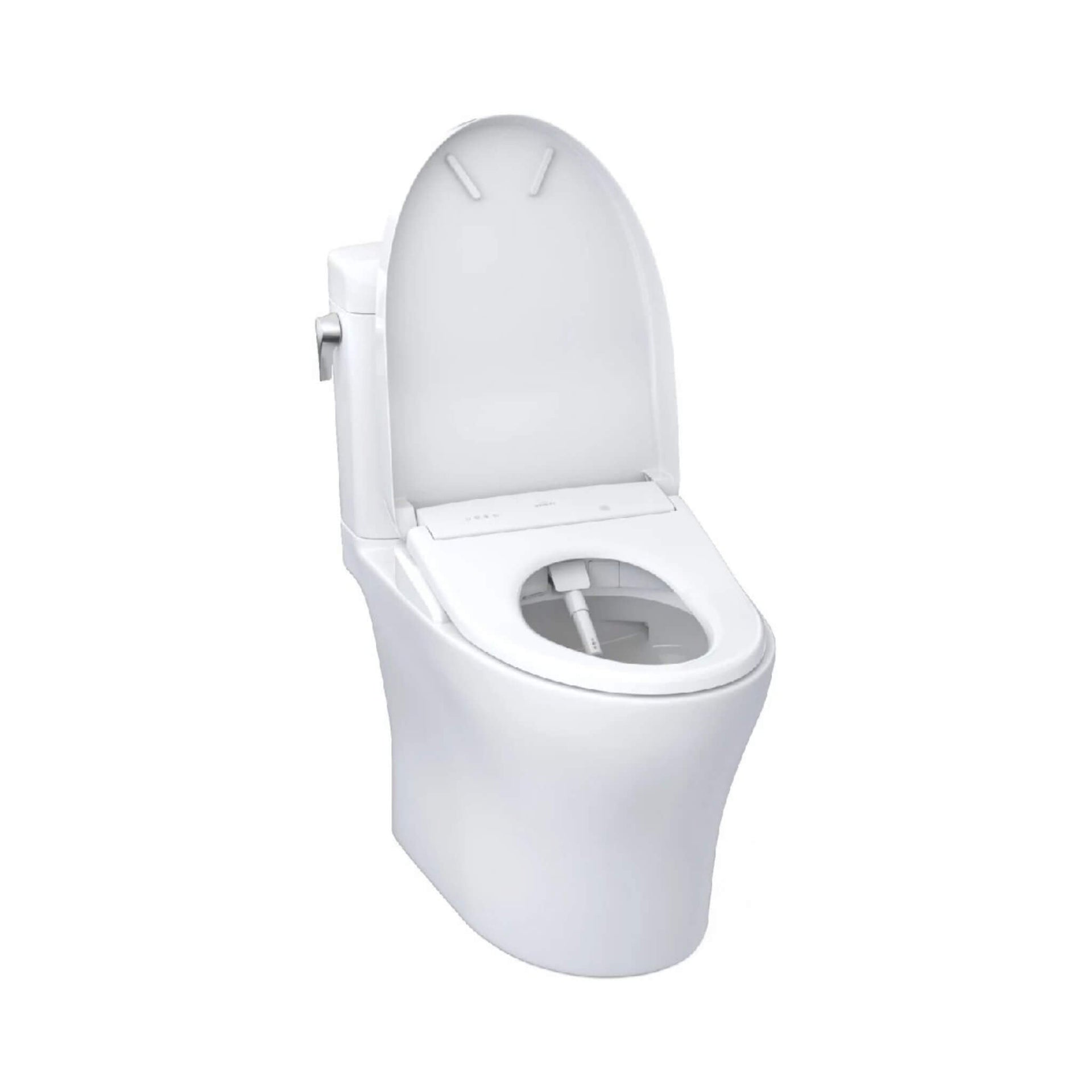 [MW4364736CEMFGN#01] TOTO Aquia IV Cube 1.28 GPF And 0.9 GPF Dynamax Tornado Flush Toilet With Washlet S7A Bidet Seat (SAK74285)