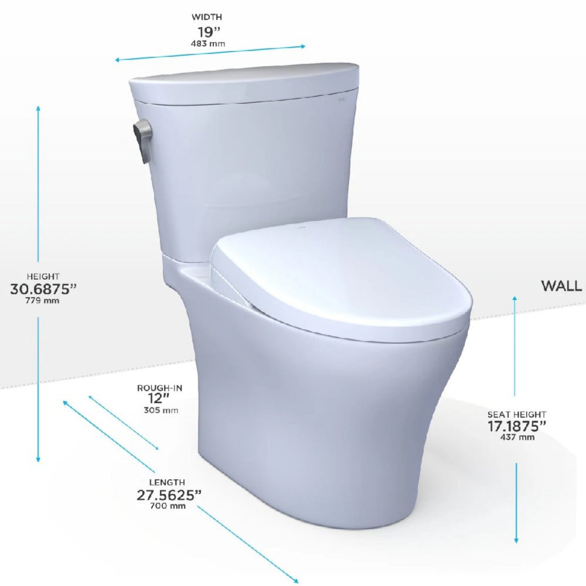 [MW4484736CEMFGN#01] TOTO Aquia IV Arc Dual Flush Universal Height Toilet With S7A Auto Open Bidet Seat (SAK92754)