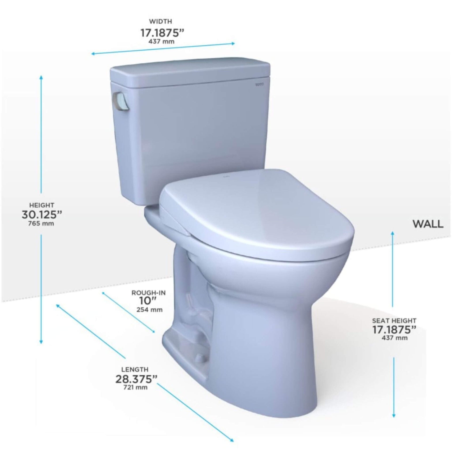 [MW7764726CSFG.10#01] TOTO Drake 1.6 GPF Elongated Chair Height Toilet With S7 Bidet Seat And 10