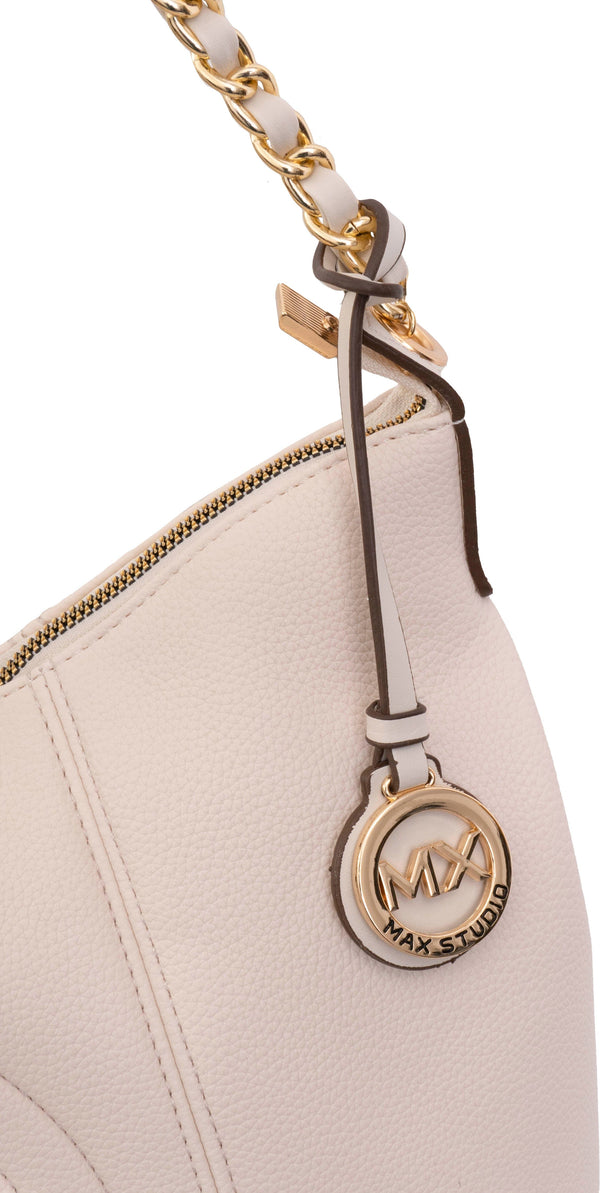 Max Studio Pebble Grain Top Chain Handle Slouchy Hobo Handbag