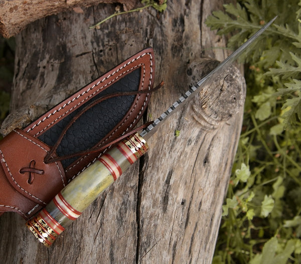 Mythic Kukri Knife with Bone & Brass Handle