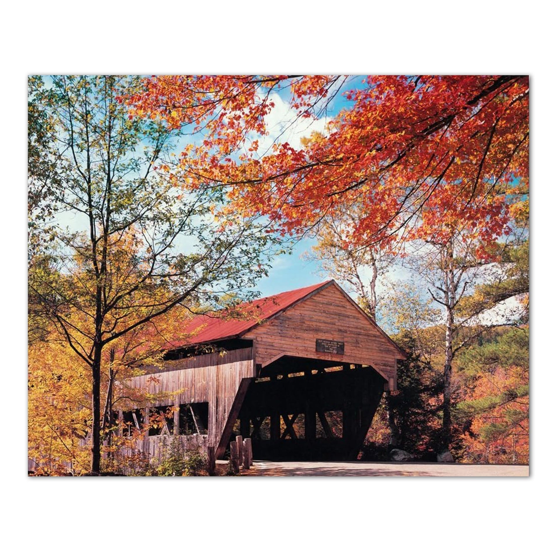 White Mountain Forest Art – Wood Bridge Artwork 8x10 Art Print, Ready to Frame