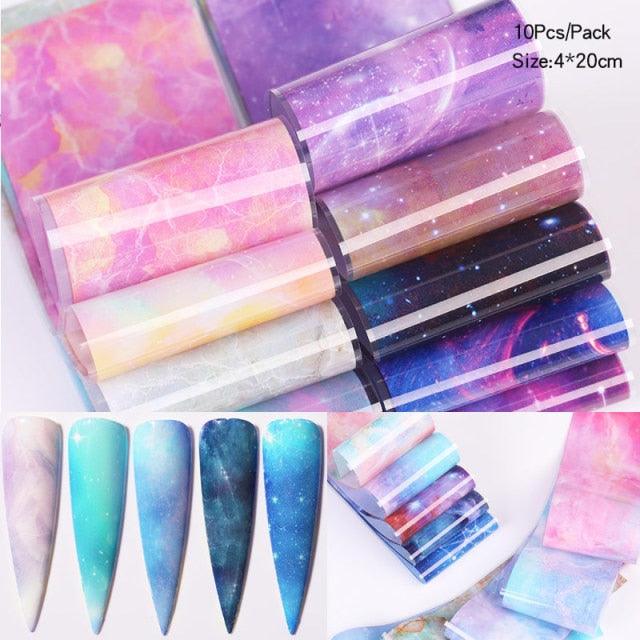 Nail Foils Marble Flower Series Iridescent Nail Art Transfer Sticker Paper Slider Nail Water Decal Design Manicures Decorations  Art Manicures Decoration New Gold Nail Transfer Foils for Nail Arts Nails Supply Holographic Effect Nail Art Foil Stickers Hol