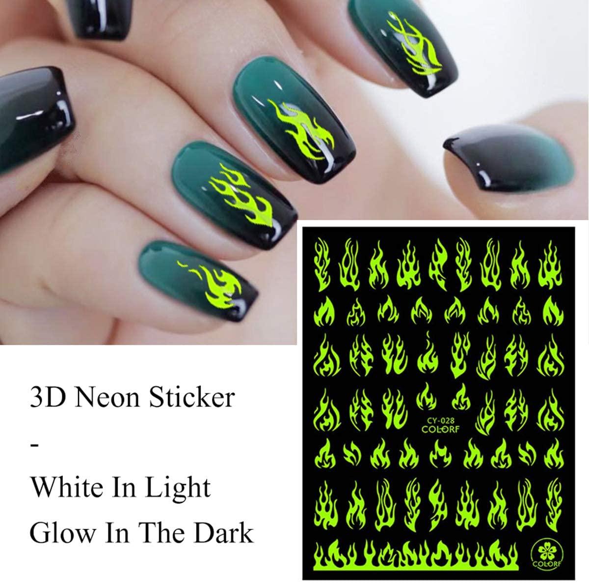 Nail Stickers Back Glue Fluorescent Light Flame Butterfly Moon Love Pattern Designs Nail Decal Decoration Tips For Beauty Salons Glow in Dark Nail Stickers Self-Adhesive Nail Art Decals Butterfly Flower Star Heart Nail Strips Glow Dark Nail Art Manicure