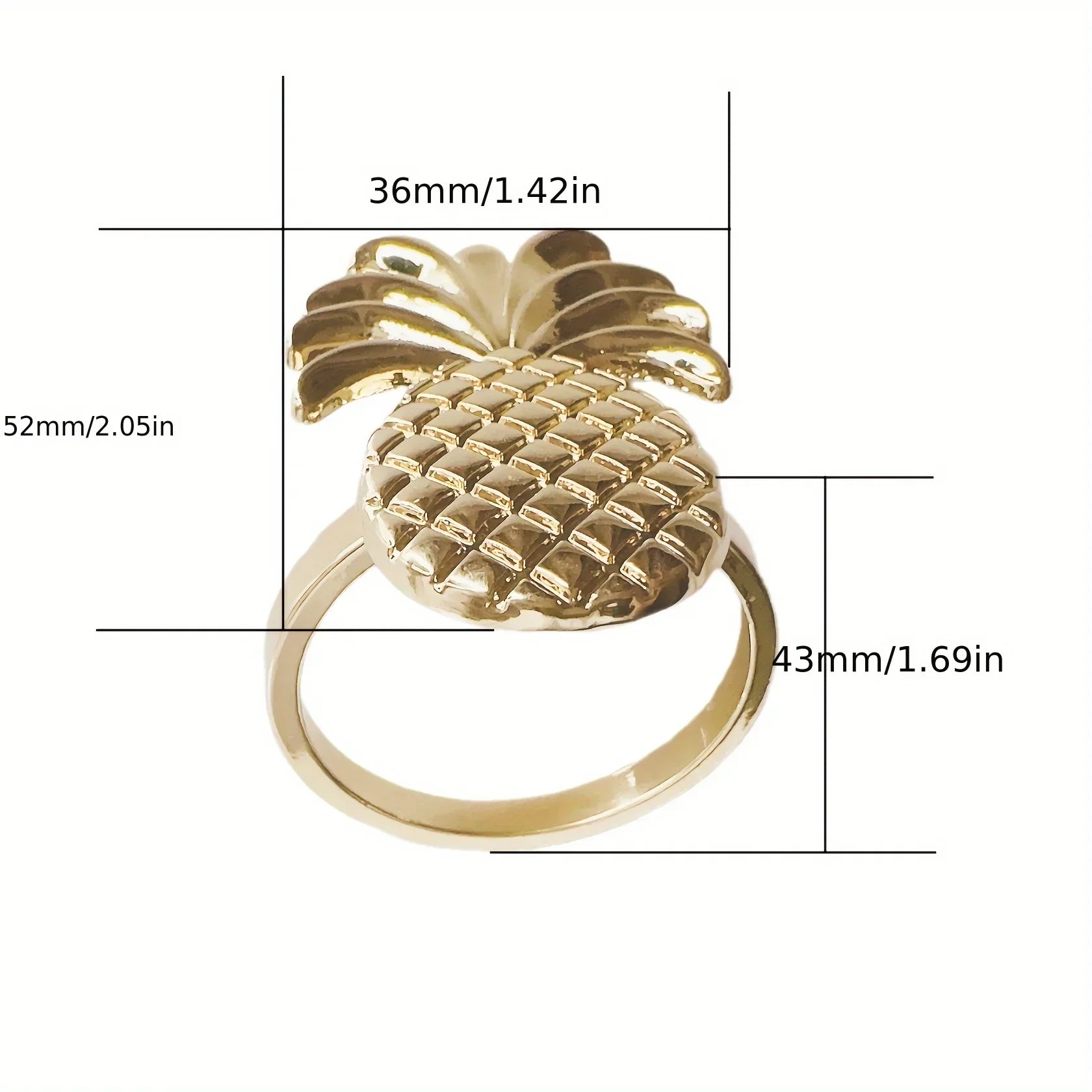 Napkin Rings - Golden Zinc Alloy Pineapple