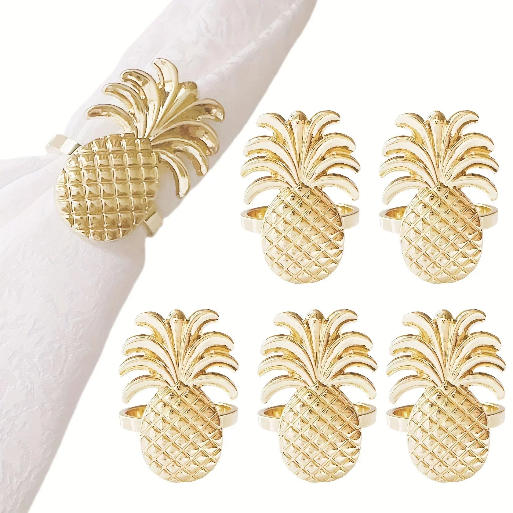 Napkin Rings - Golden Zinc Alloy Pineapple