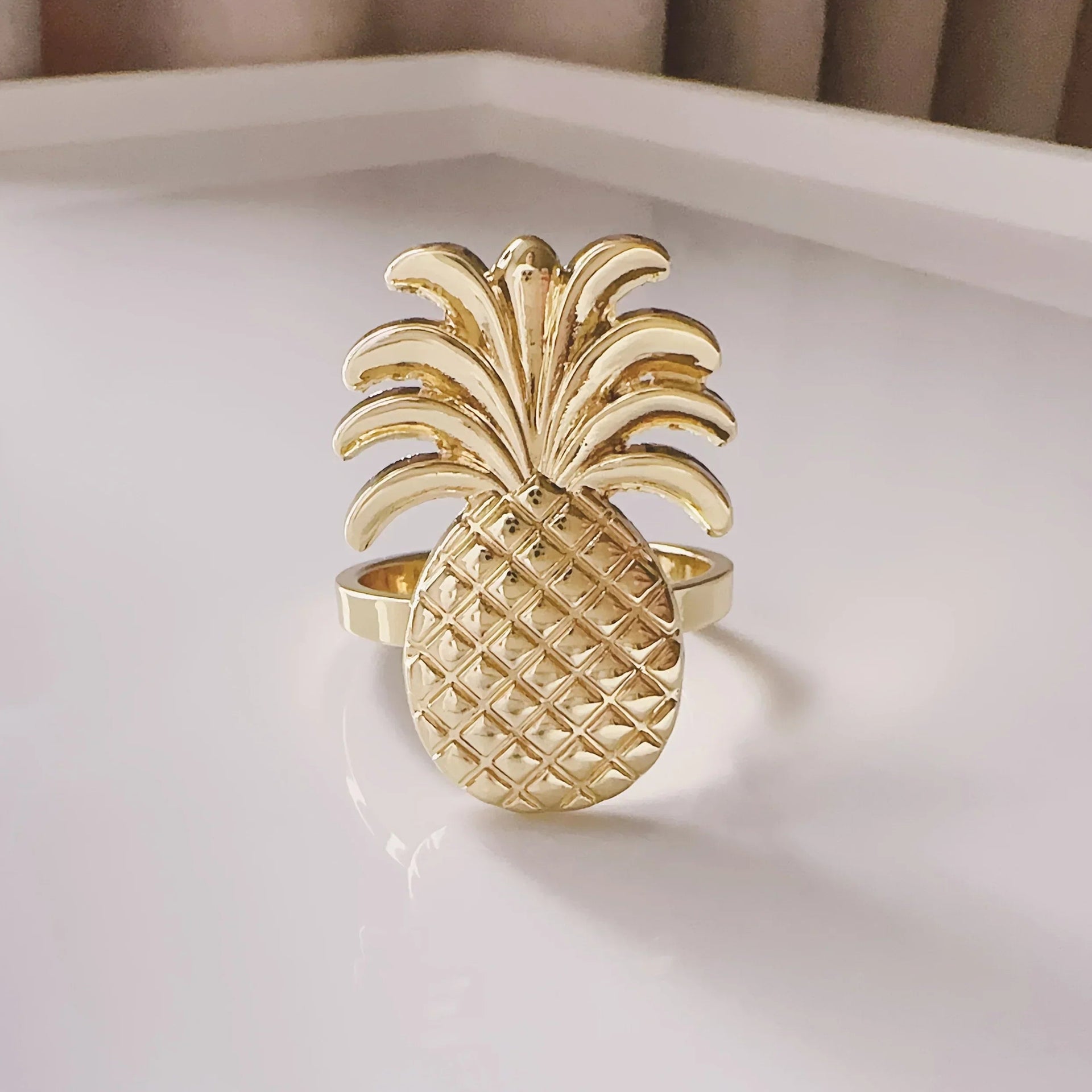 Napkin Rings - Golden Zinc Alloy Pineapple