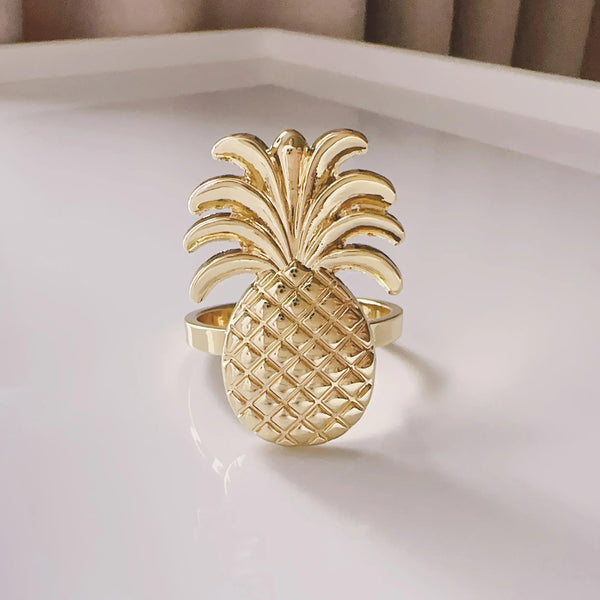 Napkin Rings - Golden Zinc Alloy Pineapple