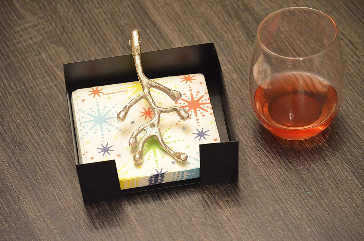 Vibhsa Napkin Holder Dinning Decor and Housewarming Gift (silver)