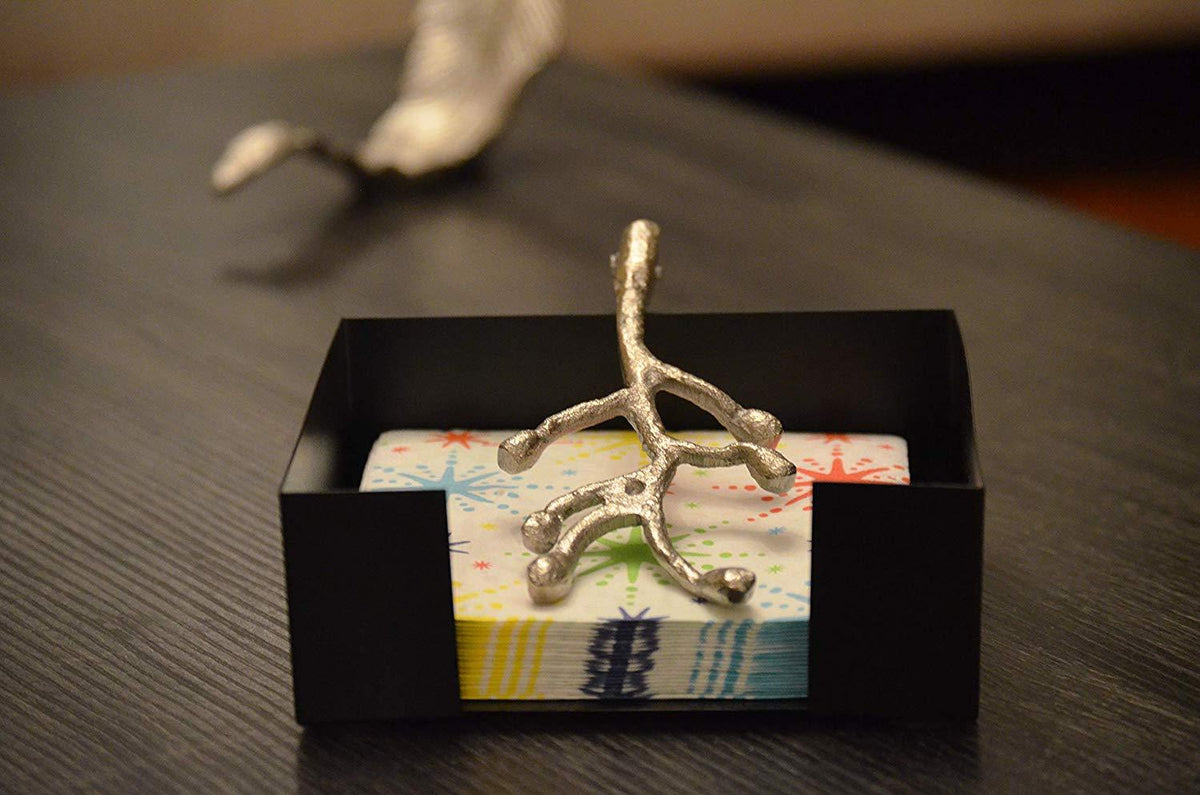 Vibhsa Napkin Holder Dinning Decor and Housewarming Gift (silver)