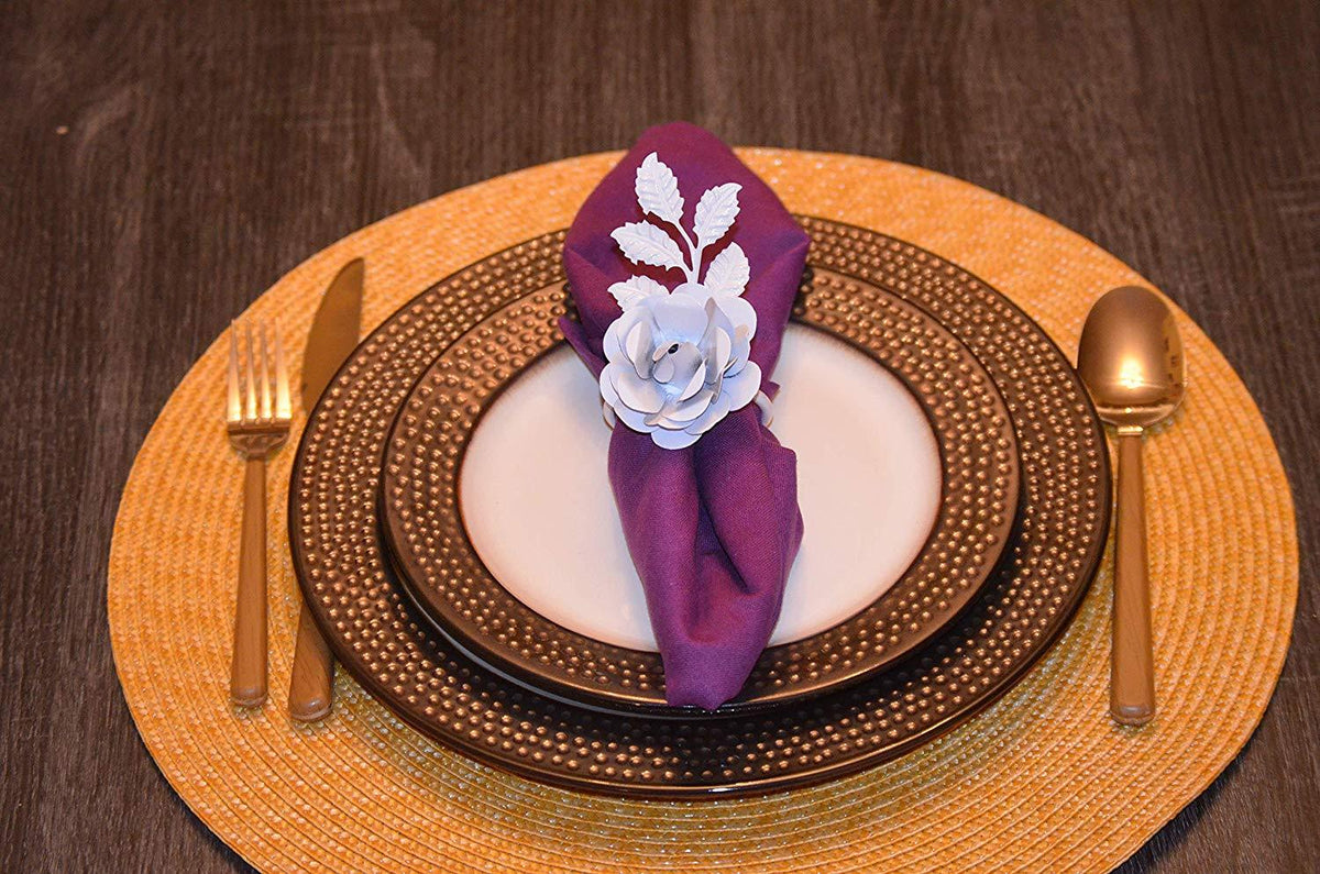 Vibhsa White Rose Napkin Rings | Set of 4