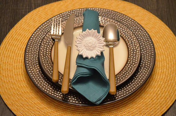 Vibhsa Sunflower White Napkin Rings Set of 4