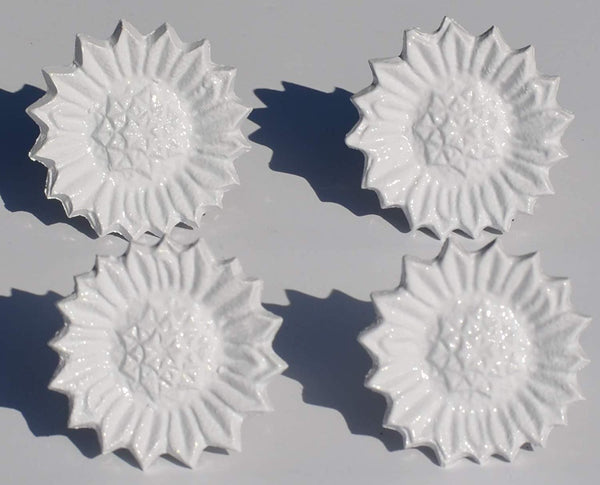 Vibhsa White Sunflower Napkin Rings | Set of 4, Handcrafted Aluminum