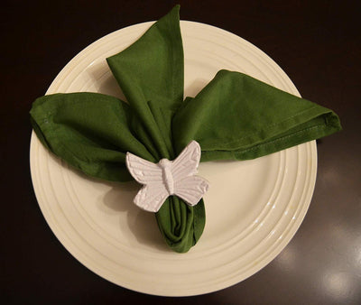 Vibhsa White Butterfly Napkin Rings | Set of 4, Handcrafted Aluminum