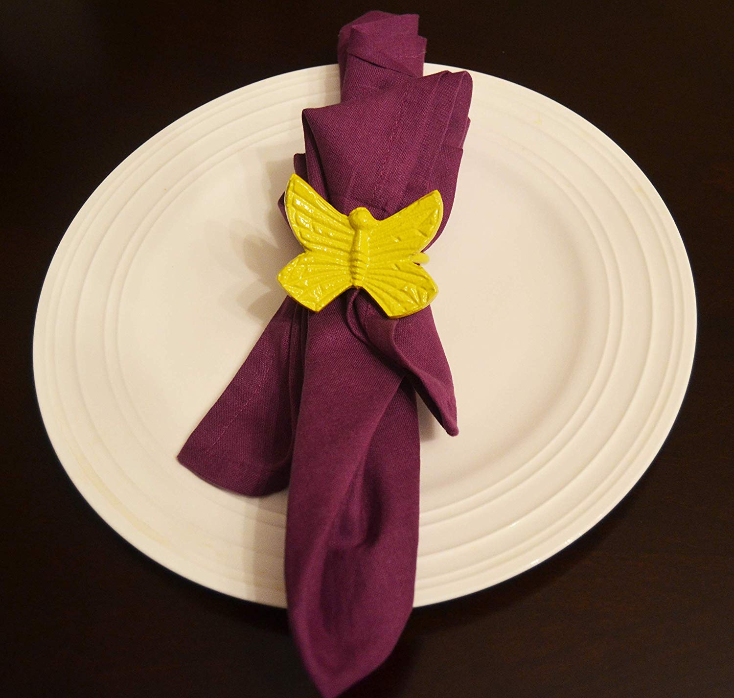 Vibhsa Butterfly Yellow Napkin Rings Set of 4