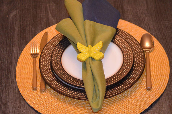 Vibhsa Butterfly Yellow Napkin Rings Set of 4