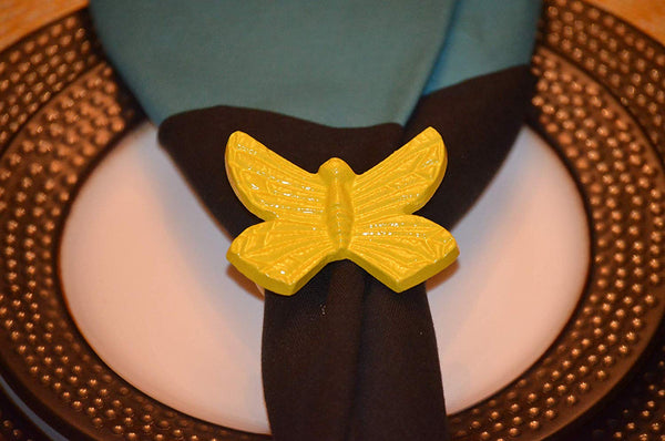 Vibhsa Butterfly Yellow Napkin Rings Set of 4