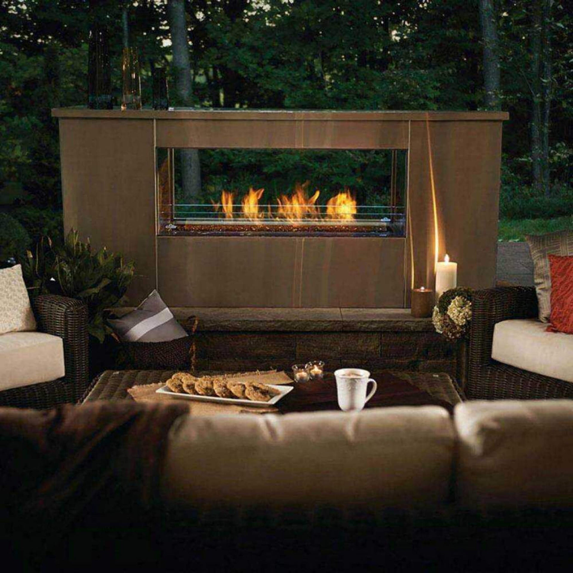 Napoleon Galaxy 48 Outdoor Linear See-Thru Electronic Start Natural Gas Fireplace, 50