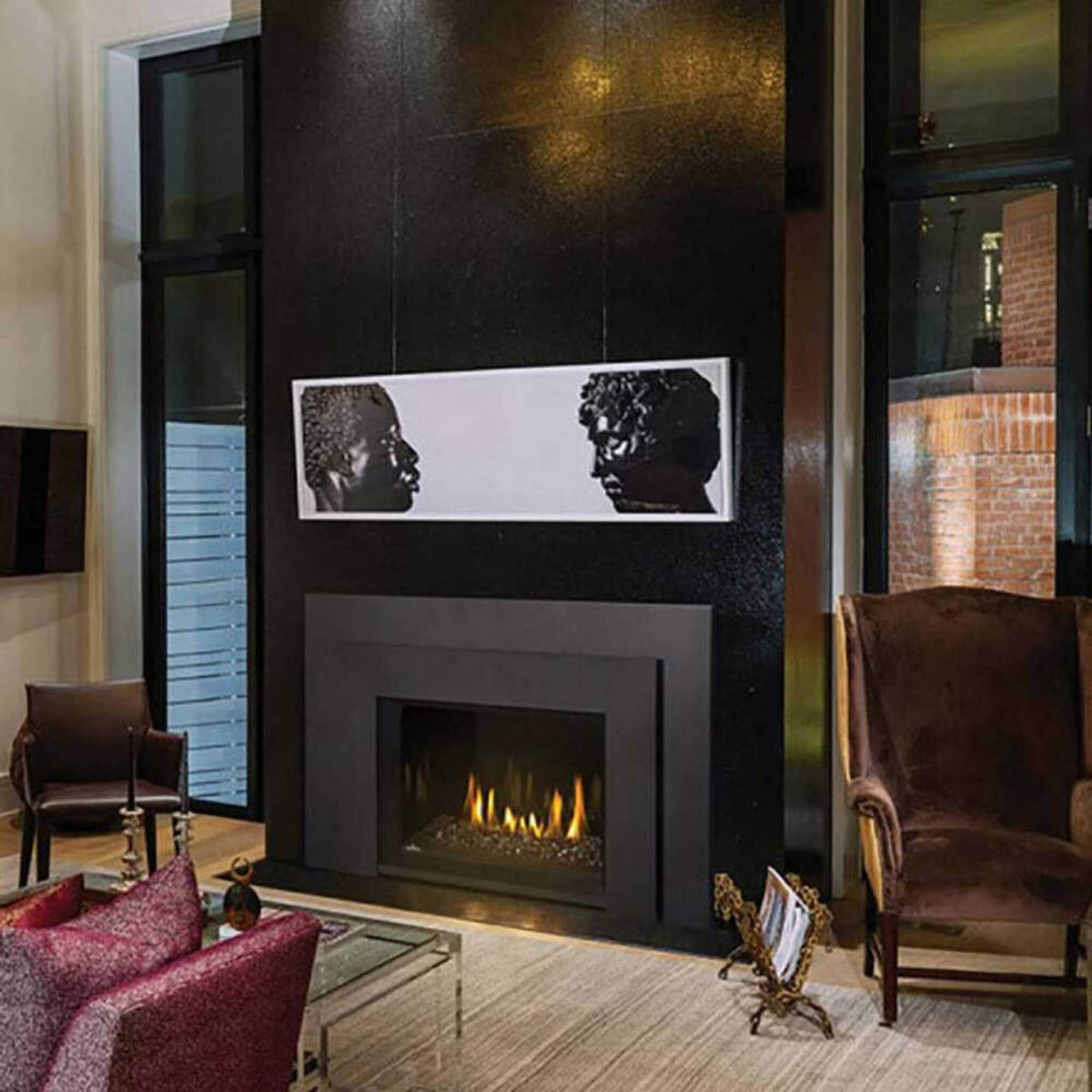 Napoleon Oakville 3 Glass Direct Vent Electronic Ignition Natural Gas Fireplace Insert, 28