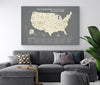 US National Parks Map - 16x24" Canvas / Grey