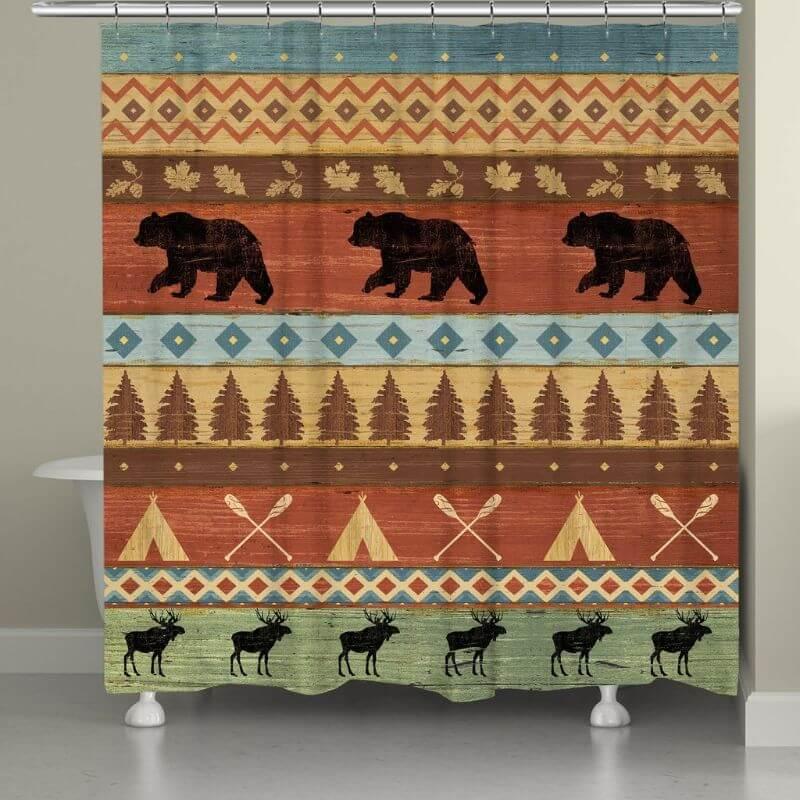 Native Bear & Moose Shower Curtain - Gifts for You 'n Me