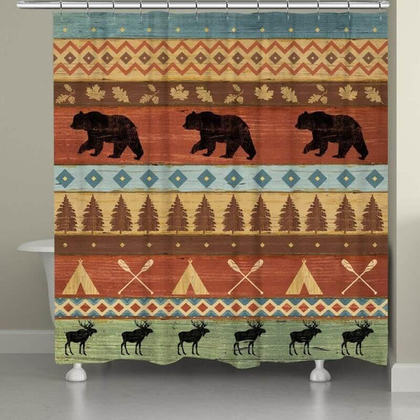 Native Bear & Moose Shower Curtain - Gifts for You 'n Me