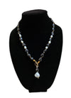 Natural Black Mossanite and Freshwater Pearl Necklace