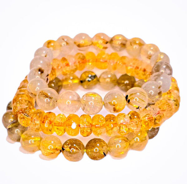 Natural Golden Rutilated Quartz Bracelet set
