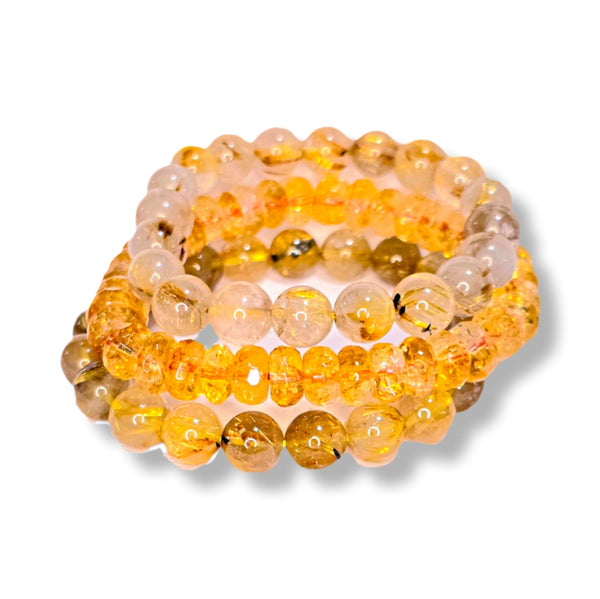 Natural Golden Rutilated Quartz Bracelet set