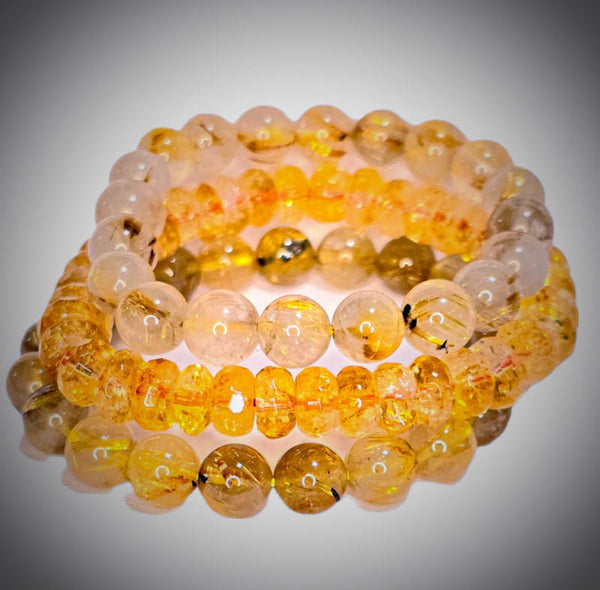 Natural Golden Rutilated Quartz Bracelet set