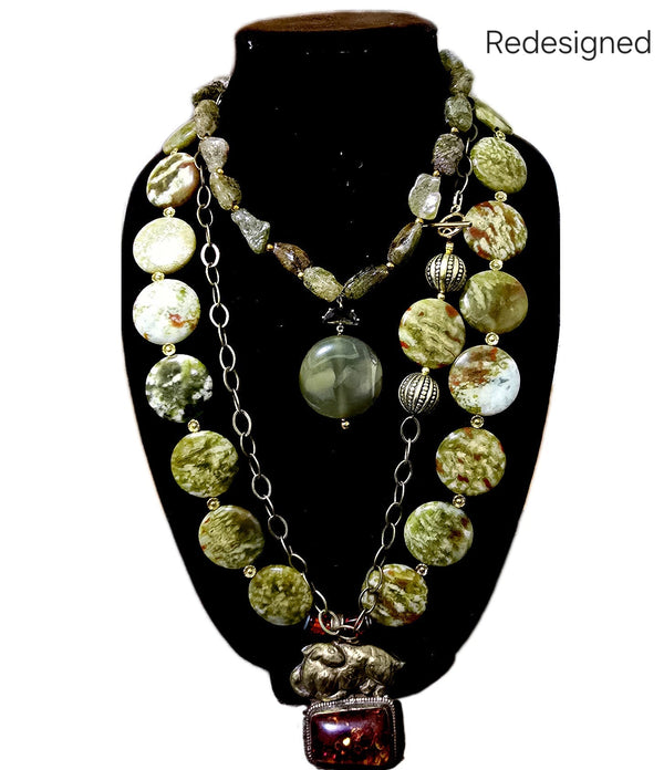 Natural Green Garnet  Antique statement necklace