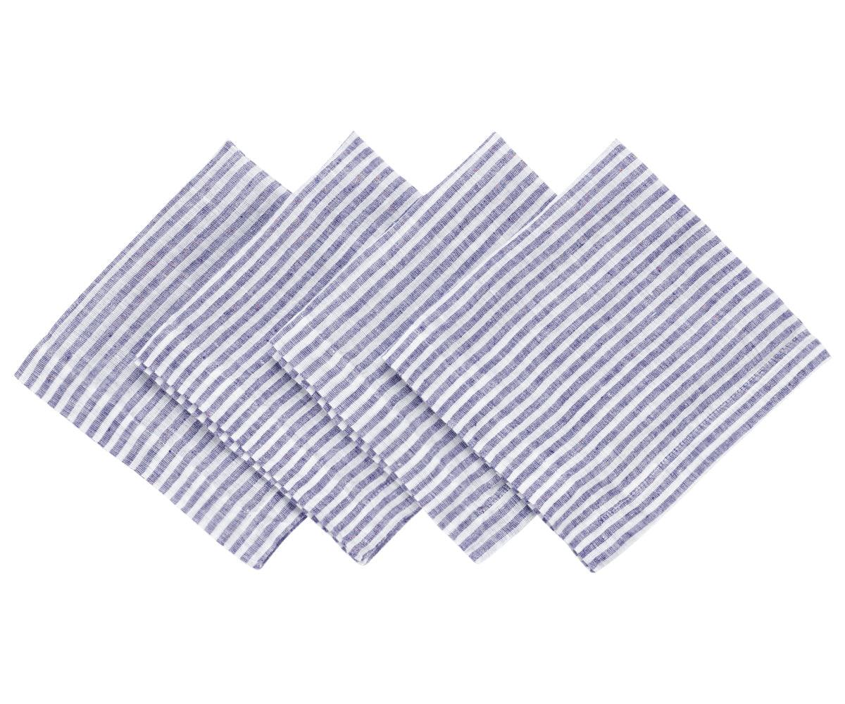 Blue Pinstripe Linen Napkins