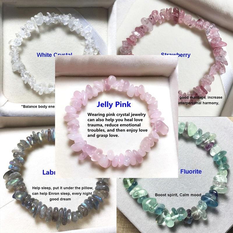 Natural Lucky Stone Beads Bracelet Multiple Colors Bracelets Beautiful Crystal Bracelets Natural Gemstone Crystal Stretch Bracelets Distance Energy Bracelet For Women Girls