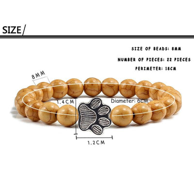 Natural Matte Black Lava Volcanic Stone Paw Print Charm Bracelet Pet Memorial Cat Dog Lovers Jewelry Bracelets For Women Men Stress Relief Yoga Bracelet Mood Bracelet Gifts For Women And Girls